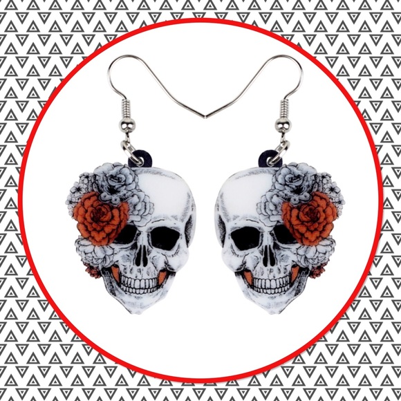 💀NEW💀🌺Halloween Skeleton Skull Earring💀 - Picture 1 of 3
